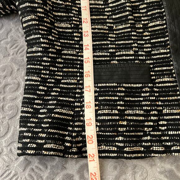 Doncaster Silk Blend Leather Trim Black Cream Tweed Jacket 14 - Picture 8 of 10